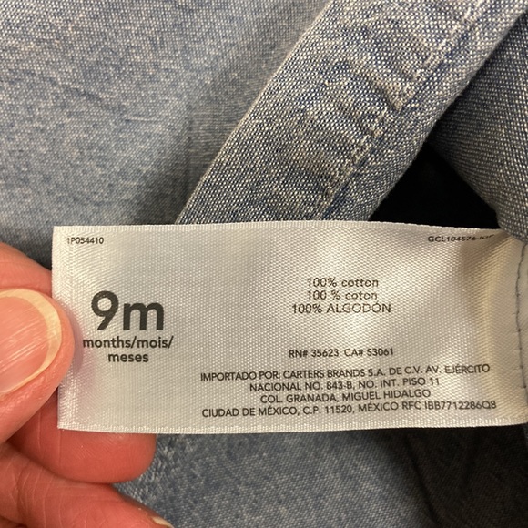 NWT Carters 9 month denim look chambray set, butterfly set - Picture 6 of 8